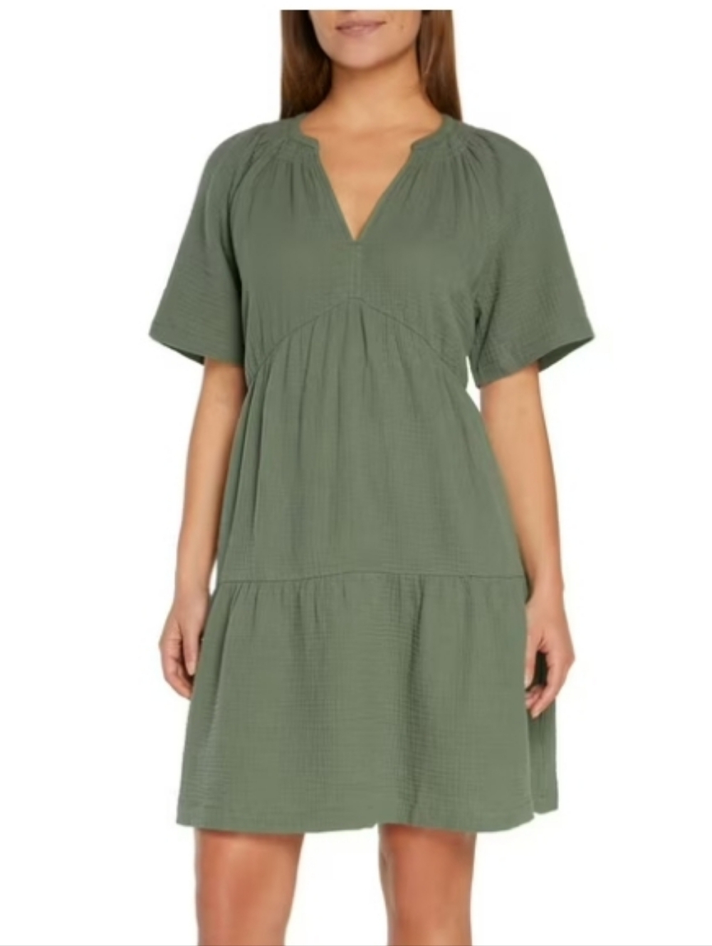 L SIZE GAP Olive Short Sleeve Dress